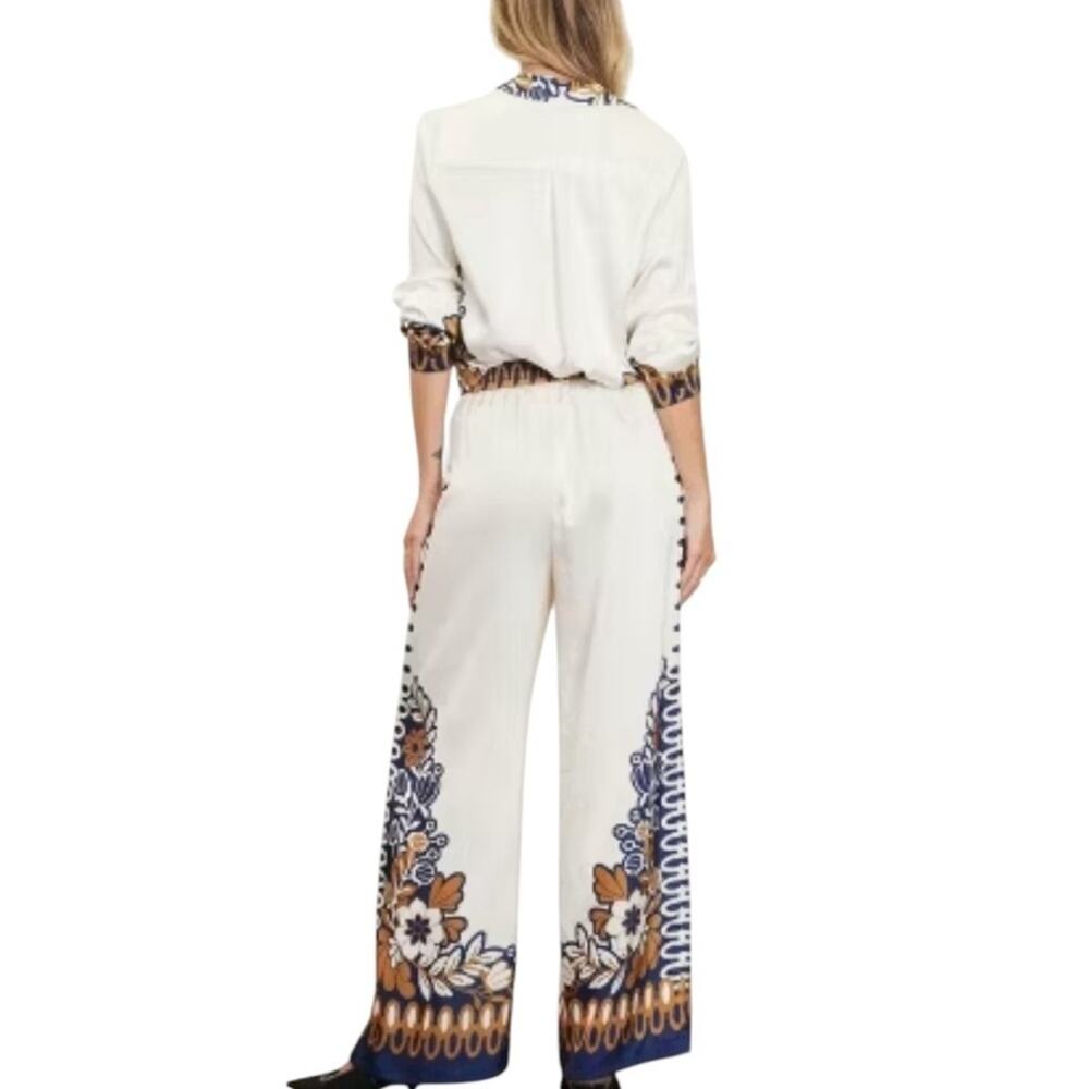 Skies Are Blue Los Angeles Wide Leg Boho Floral Print Pants XS NWT - Picture 4 of 15